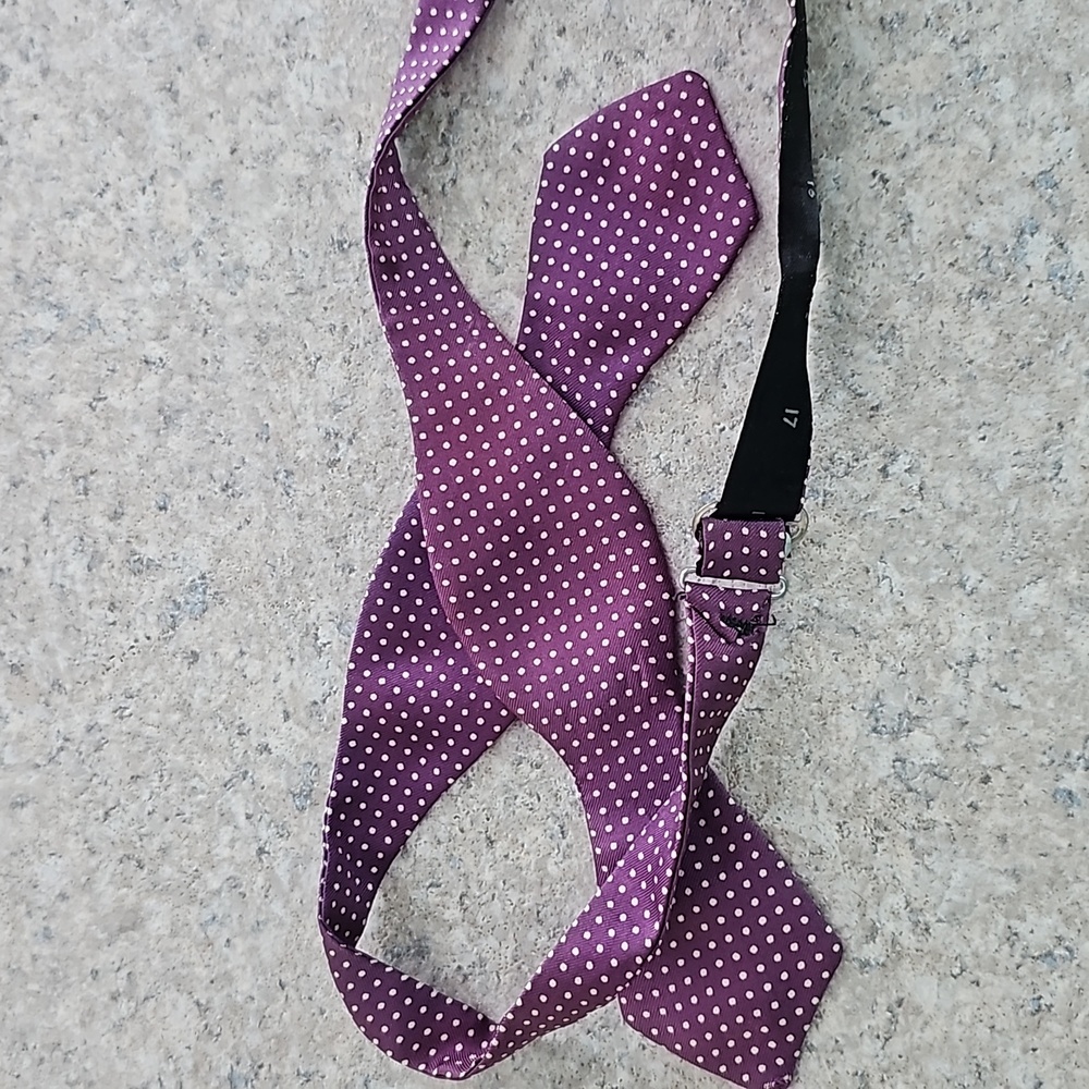 Vintage Purple Polka Dot Pointed Ends Bow Tie